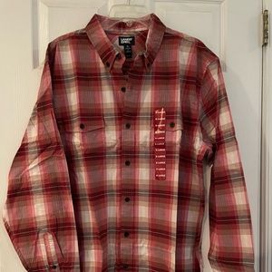 New Mens Lands End Light Weight Flannel Shirt Red Size XL